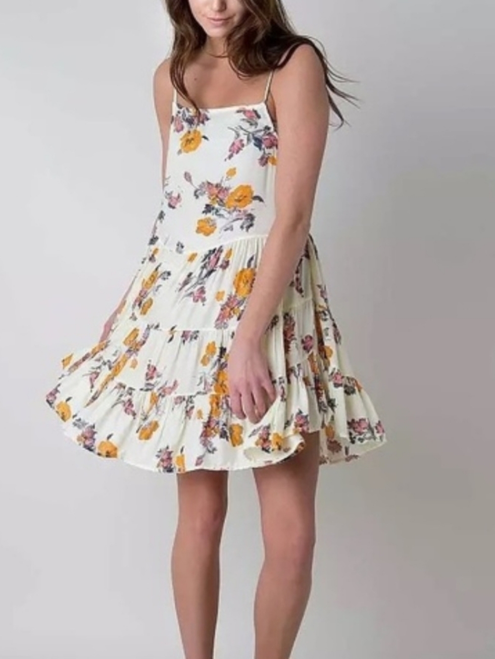 Intimately Free People Size XS Floral Print Cream and Yellow Summer Dress